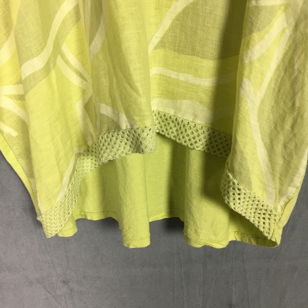 Bella Amore Italy Yellow Green Abstract Top One Size Mesh Oversized Blouse Boxy - Picture 12 of 16